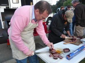 Me and rank cutting the Tri Tip